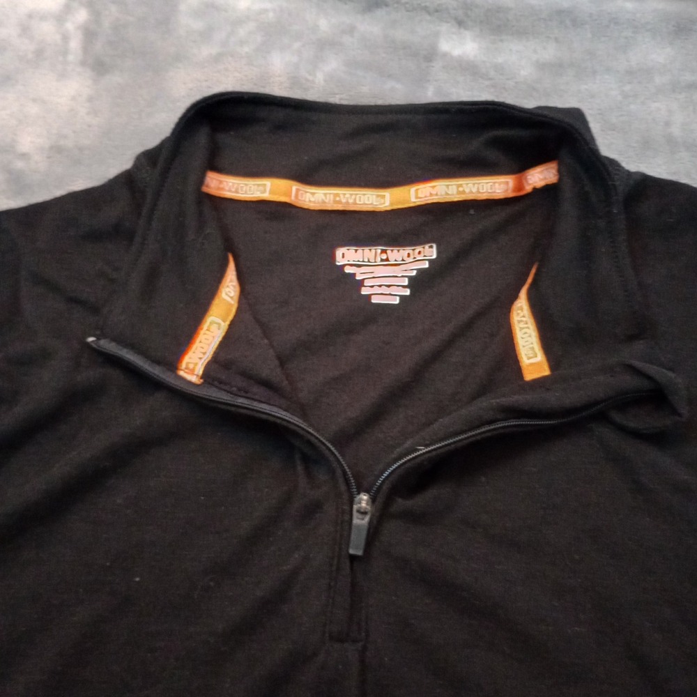 Omni Wool‎ Pullover Mens XL Base Layer Black Quarter Zip Wool Blend Cold Weather - Picture 3 of 16